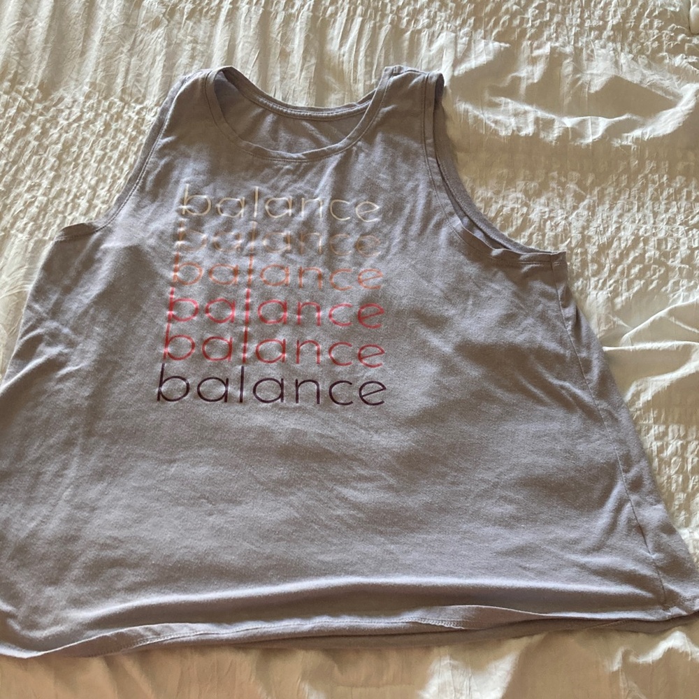 Old Navy Gray Tank Top with Multicolor Balance Print